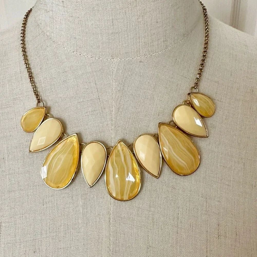Yellow teardrop statement necklace